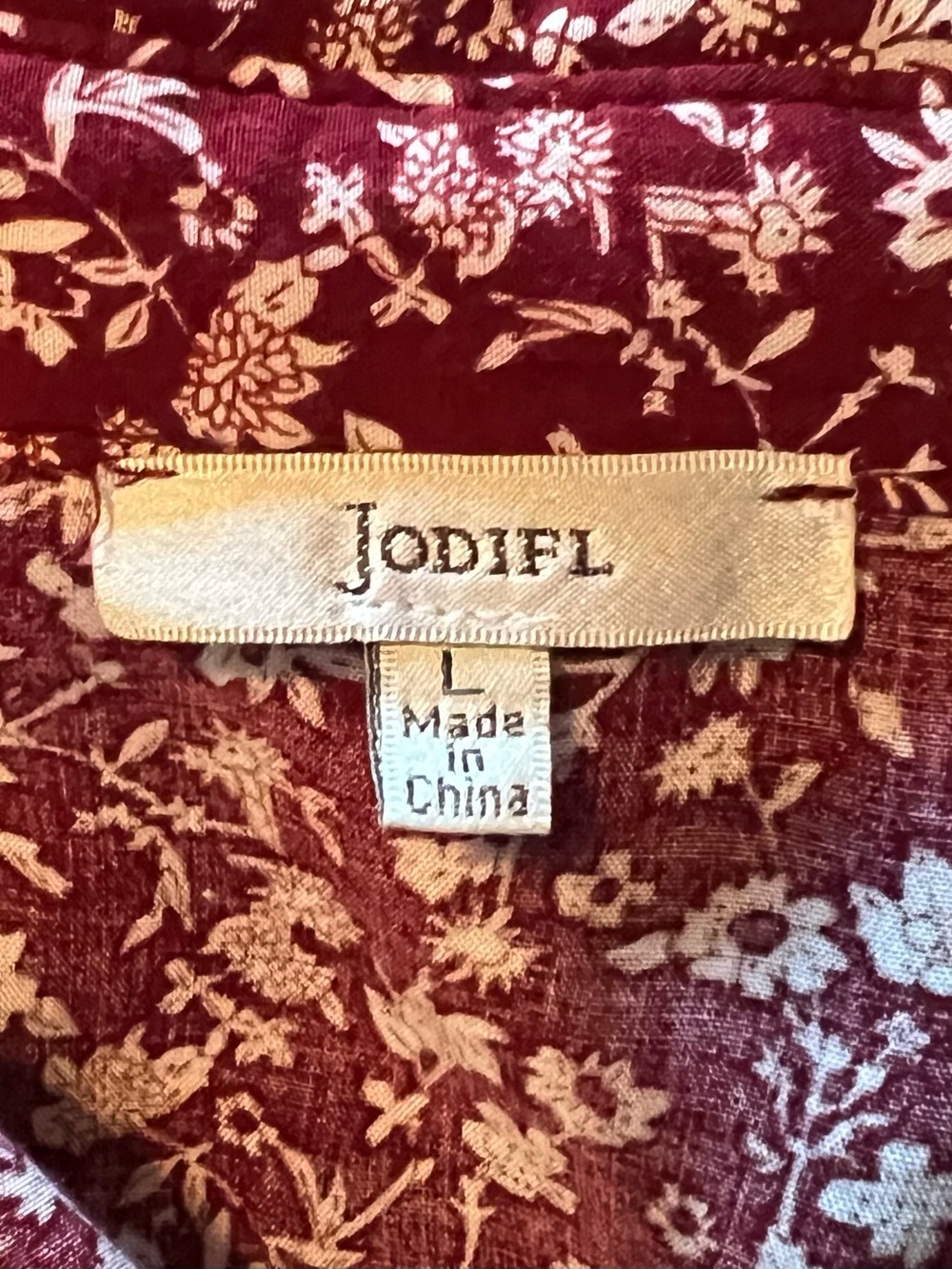 JODIFL Floral Tie-Front Button Down Shirt Size Large Romantic Boho Cottagecore - Picture 8 of 12